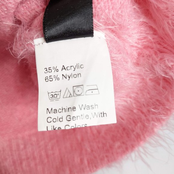 Shein Pink Fuzzy Sleeveless Sweater Mushroom Pattern Crew Neck Size L - Picture 5 of 6